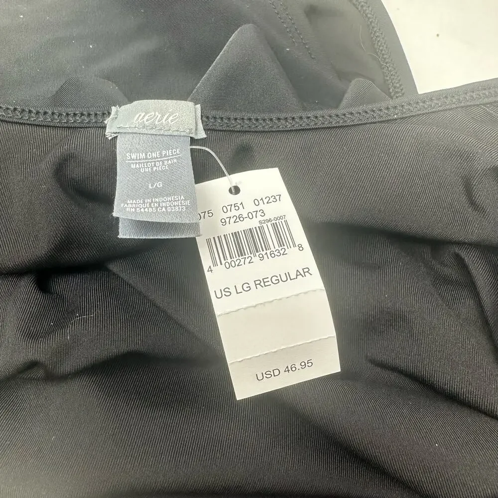 Aerie size large black‎ one piece bathing suit swimsuit new with tags low back